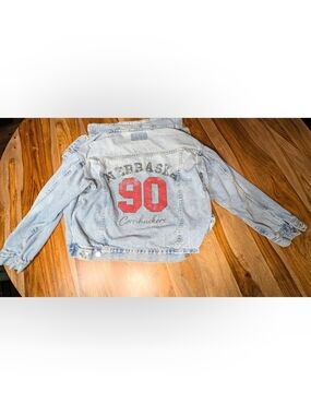 Gameday Social Nebraska Cornhuskers Light Wash Denim Jacket-Medium